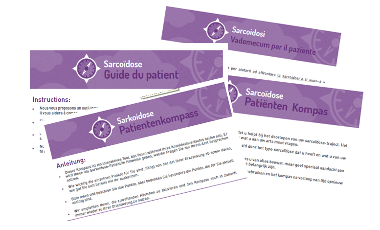 Images of sarcoidosis patient compass in different languages
